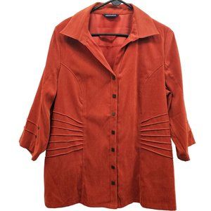 Penningtons Burnt Orange Snap Button Front Closure Long Sleeve Collared Shirt